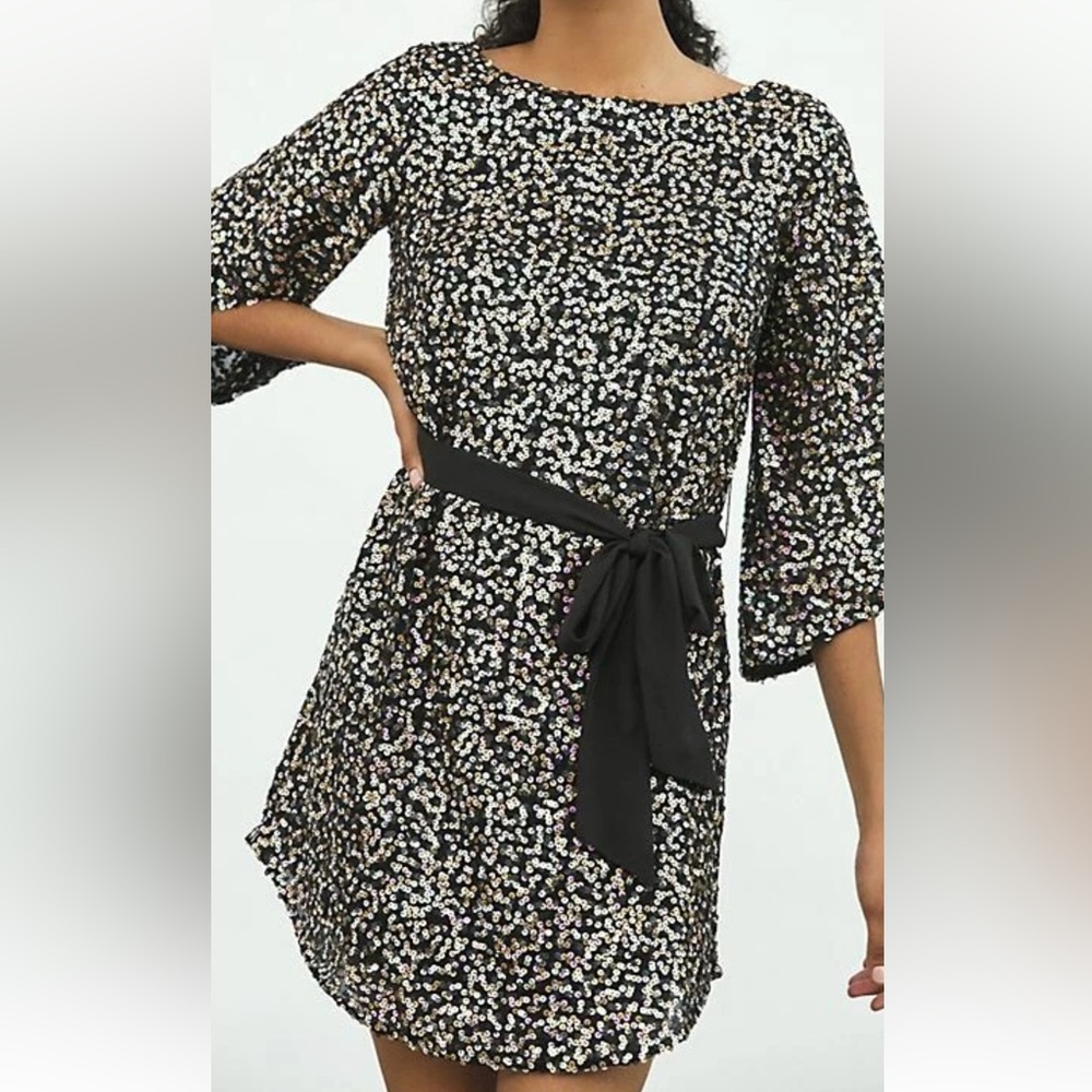Anthropologie Black and White Sequin Dress